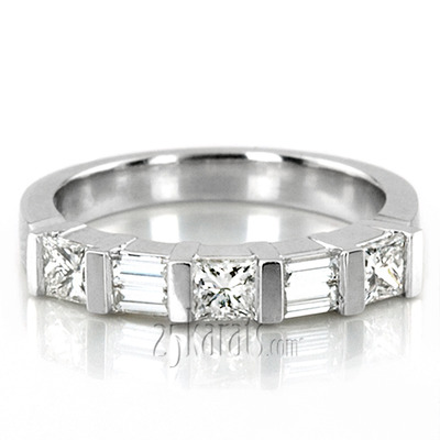 Bar Set Princess and Round Diamond Women Anniversary Band (3/4 ct. tw.)  - view 4 of 5