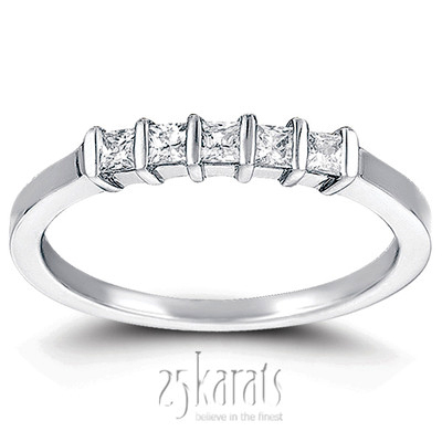 5 Stone Contemporary Bar Set Princess Cut Women Diamond  Ring (1/4 ct. tw.) - view 3