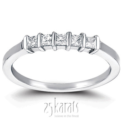 5 Stone Contemporary Bar Set Princess Cut Women Diamond  Ring (1/4 ct. tw.) - view 3 of 6