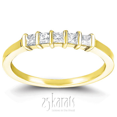 5 Stone Contemporary Bar Set Princess Cut Women Diamond  Ring (1/4 ct. tw.) - view 5