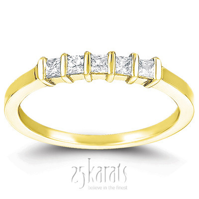 5 Stone Contemporary Bar Set Princess Cut Women Diamond  Ring (1/4 ct. tw.) - view 5 of 6