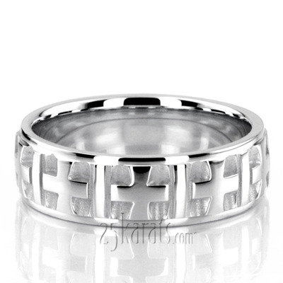 Fine Cross Religious Wedding Ring  - view 4 of 6