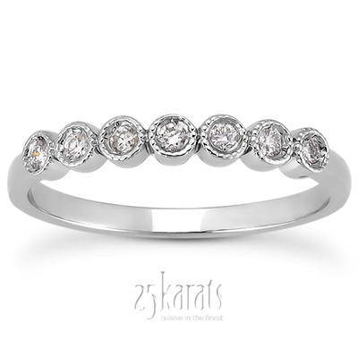 Seven Stone Bezel Set Diamond Wedding Ring (0.10 ct. t.w) - view 5