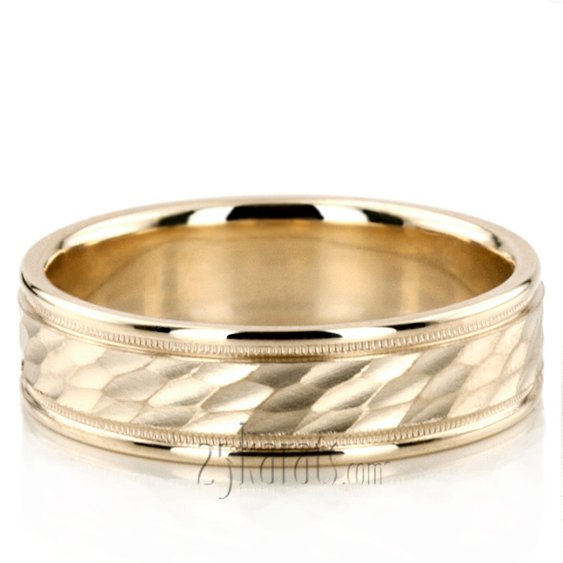 Refined Diamond Carved Wedding Band  - view 7