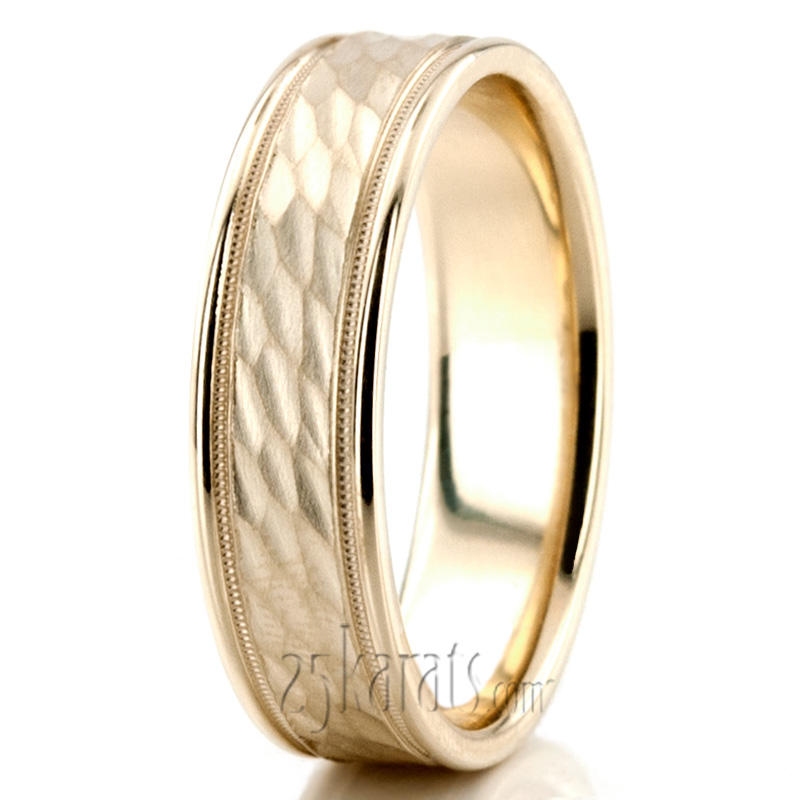 Refined Diamond Carved Wedding Band  - view 8