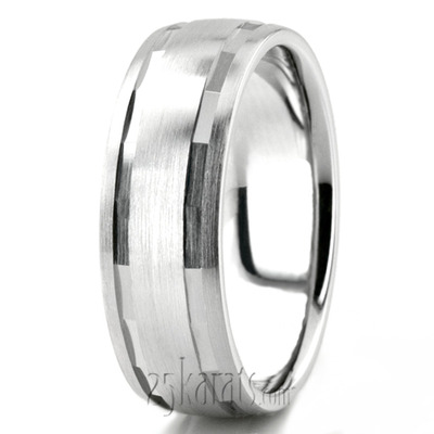 Angled Cut Carved Design Wedding Ring  - view 5 of 5