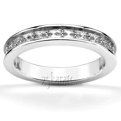 Engraved Cross Design Wedding Band - view 4 of 8