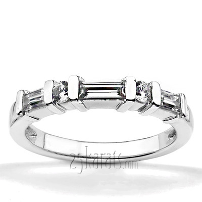 Round and Baguette Combination Bar Set Diamond Bridal Ring (0.60 ct.tw) - view 5 of 5