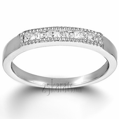 Mil grain Edge Channel Set Princess Cut Diamond Wedding Band (0.23 ct. t.w) - view 3 of 4