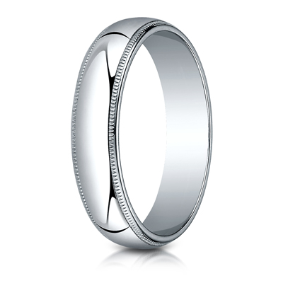 Benchmark Plain Half-Round Milgrain Wedding Band - view 3