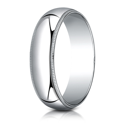 Benchmark Plain Half-Round Milgrain Wedding Band - view 5