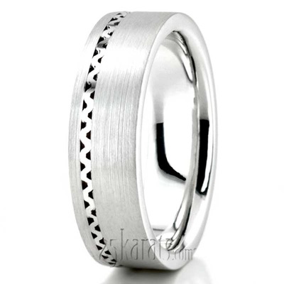 Wave Motif Satin Basic Designer Wedding Band  - view 2 of 2