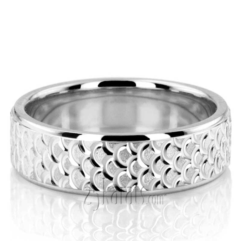 Fish Scale Style Wedding Ring - view 2