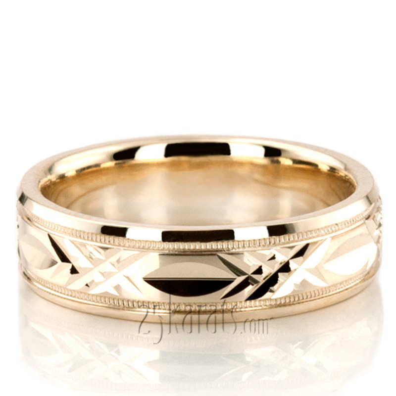 Modern Beveled Edge Wedding Band - view 2