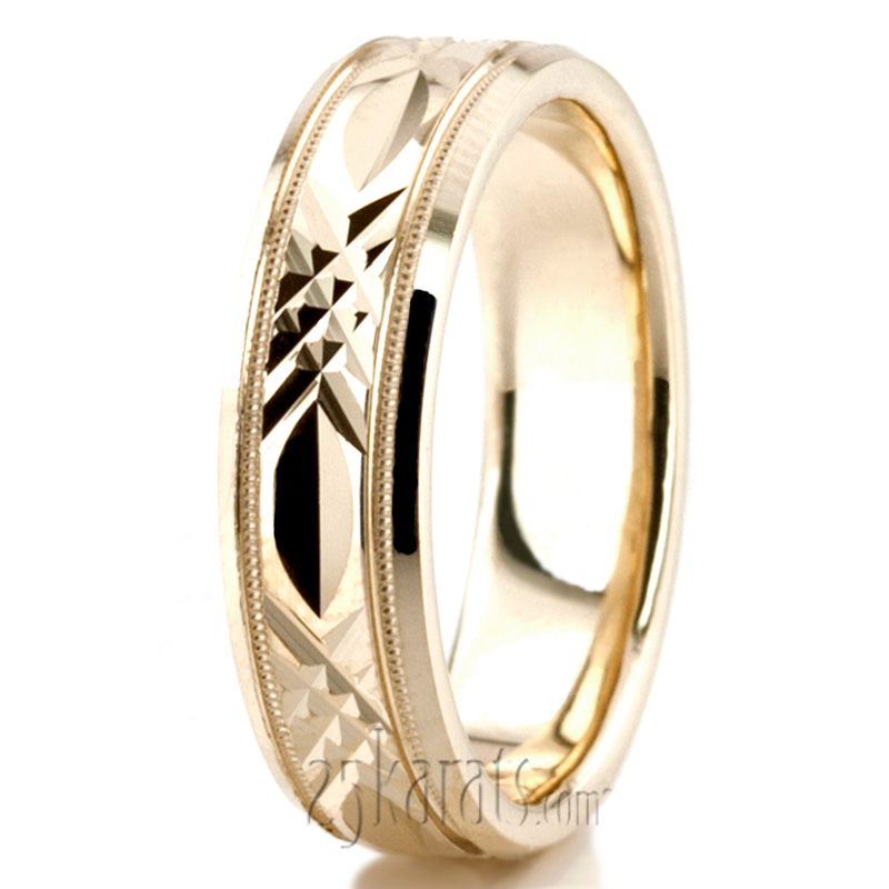 Modern Beveled Edge Wedding Band - view 3