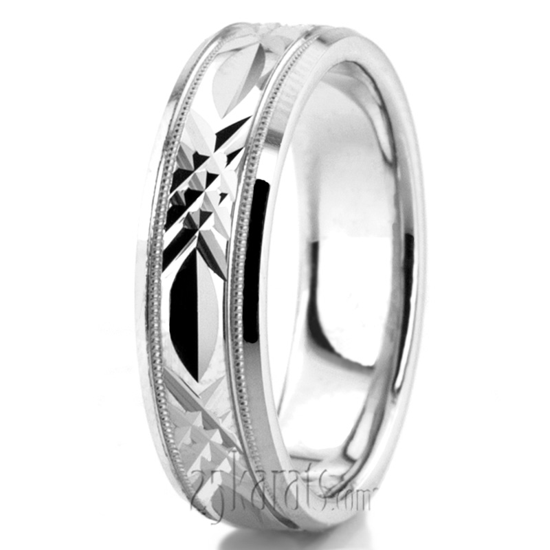 Modern Beveled Edge Wedding Band - view 4