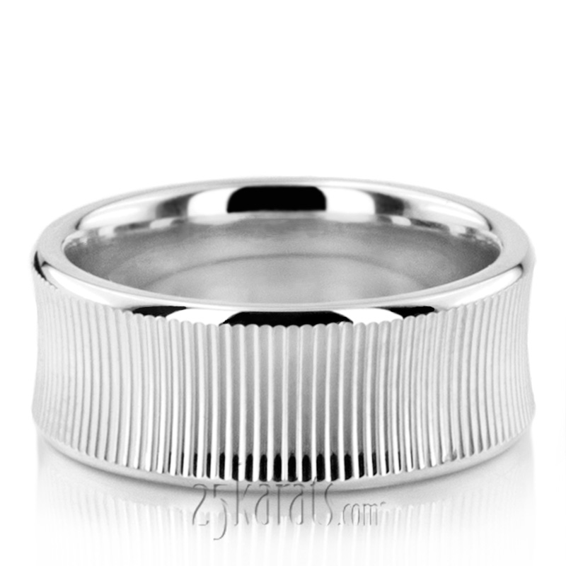 Concave Lined Fancy Wedding Band - view 3