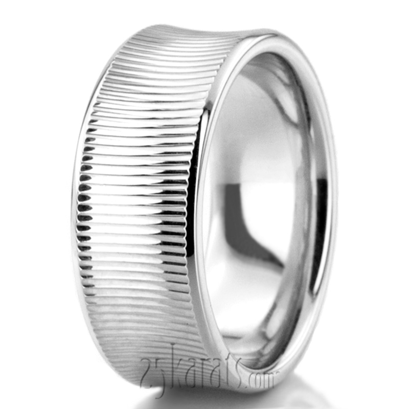 Concave Lined Fancy Wedding Band - view 4