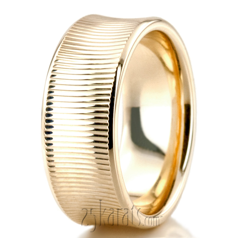 Concave Lined Fancy Wedding Band - view 5