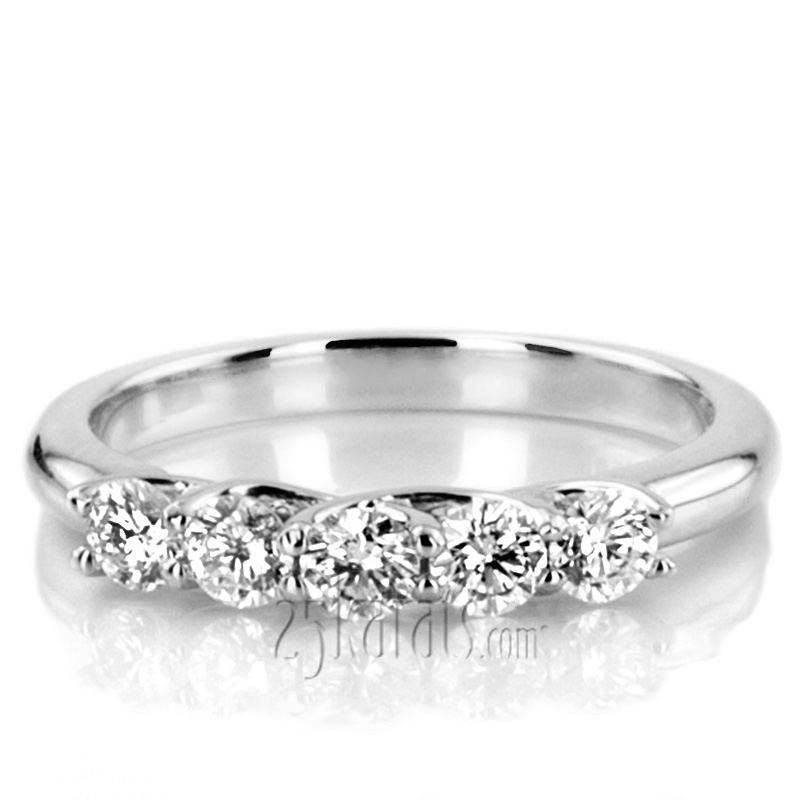 Low Set Trellis Setting 5-Stone Round Shank Anniversary Ring (1/2 ct. tw.) - view 7