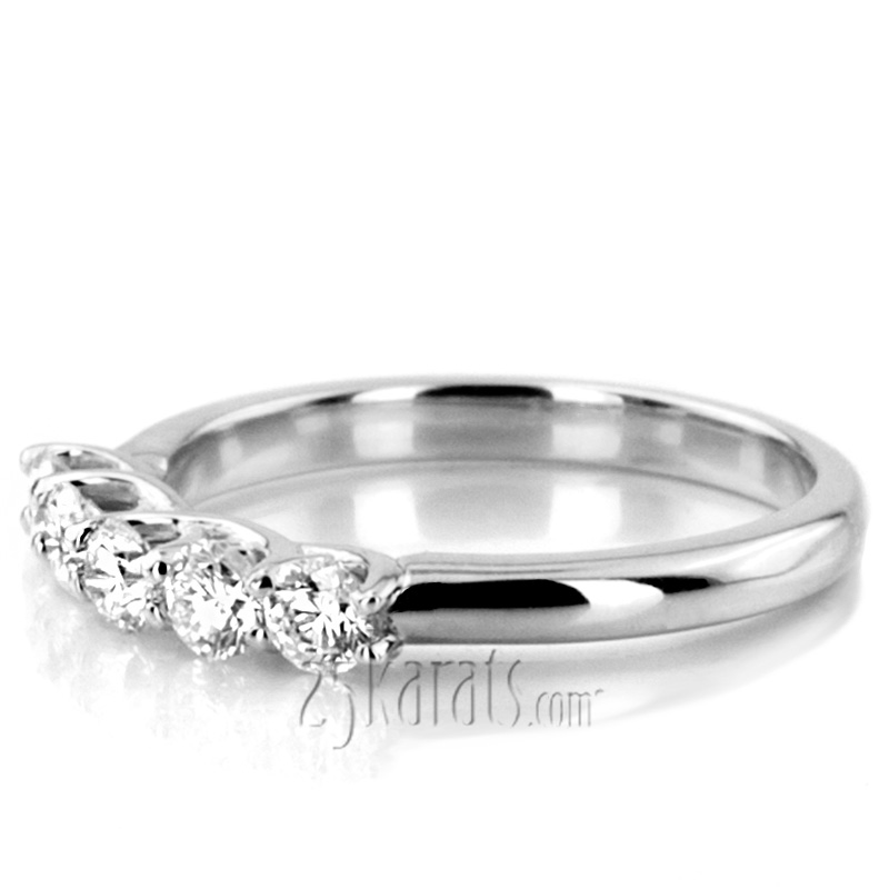 Low Set Trellis Setting 5-Stone Round Shank Anniversary Ring (1/2 ct. tw.) - view 8