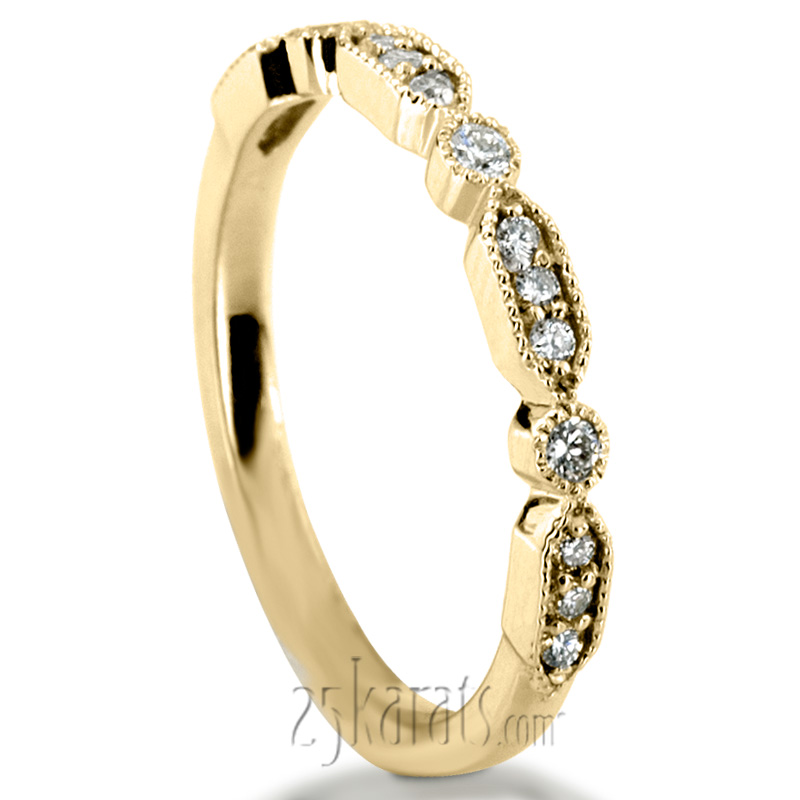 Elegant Diamond Wedding And Anniversary Band With Mill Grain Accent (1/5 ct. t.w.) - view 2