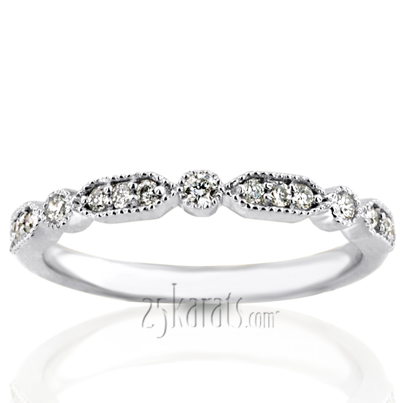 Elegant Diamond Wedding And Anniversary Band With Mill Grain Accent (1/5 ct. t.w.) - view 4