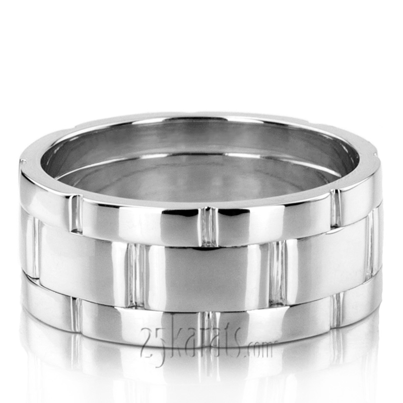 Solid Rolex Style Fancy Designer Wedding Ring  - view 6