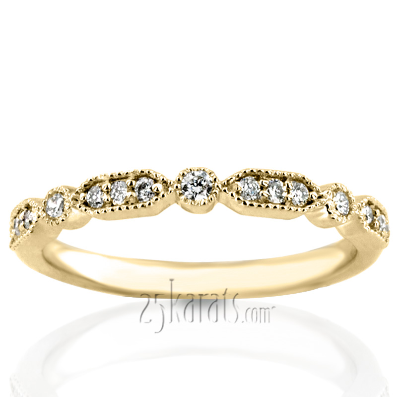 Elegant Diamond Wedding And Anniversary Band With Mill Grain Accent (1/5 ct. t.w.) - view 7