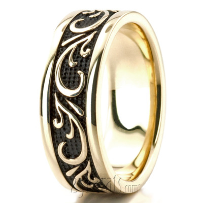 Black Nano Floral Exclusive Wedding Band - view 4 of 4