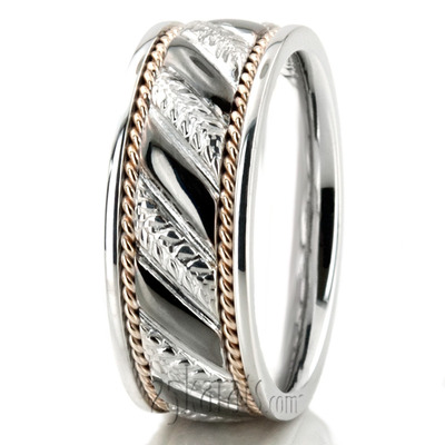 Grooved Hand Woven Wedding Band  - view 5 of 5