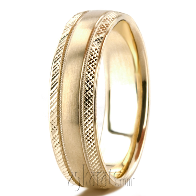 Carved Edge Wedding Ring - view 3