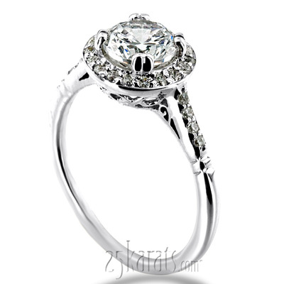 Micro Pave Halo Antique Inspired Diamond Engagement Ring (1/5 ct. t.w.) - view 1 of 6