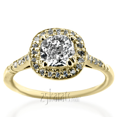 Micro Pave Cushion Halo Antique Inspired Engagement Ring (1/5 ct. t.w.) - view 2 of 5