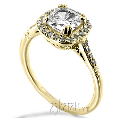 Micro Pave Cushion Halo Antique Inspired Engagement Ring (1/5 ct. t.w.) - view 4 of 5