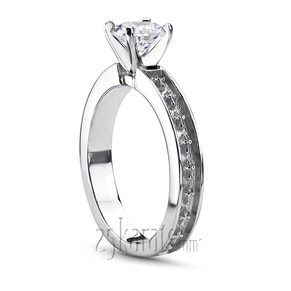 Engraved Cross Design Solitaire Engagment Ring - view 2