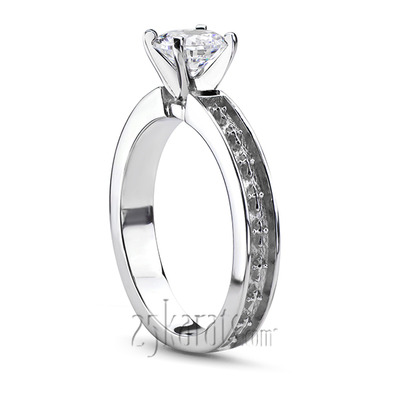 Engraved Cross Design Solitaire Engagment Ring - view 2 of 4