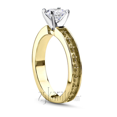 Engraved Cross Design Solitaire Engagment Ring - view 4 of 4