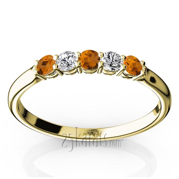 Citrine & Diamond Alternating Anniversary Band - view 2