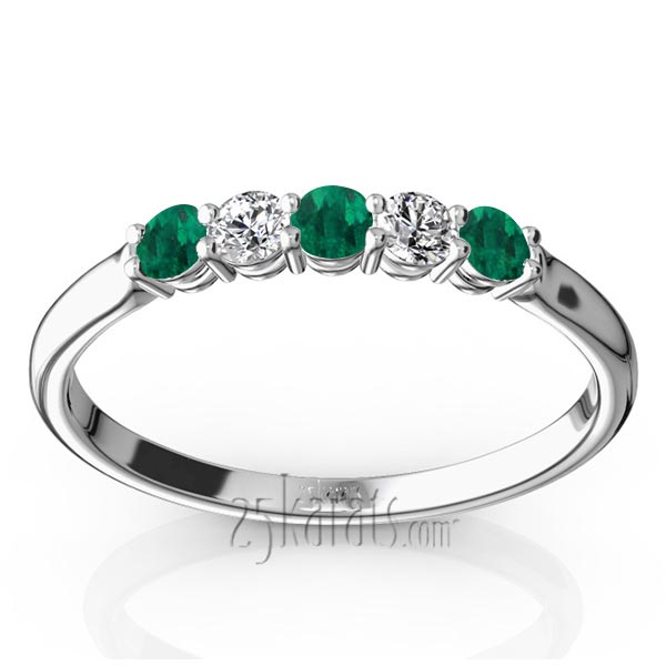 Emerald & Diamond Alternating Anniversary Band - view 1