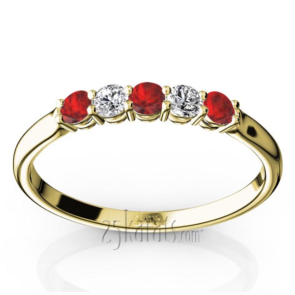 Ruby & Diamond Alternating Anniversary Band - view 2