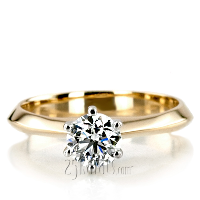 Designer Knife Edge Solitaire Engagement Ring  - view 6