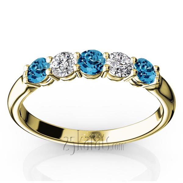 Ladies' Topaz & Diamond Alternating Anniversary Band - view 2