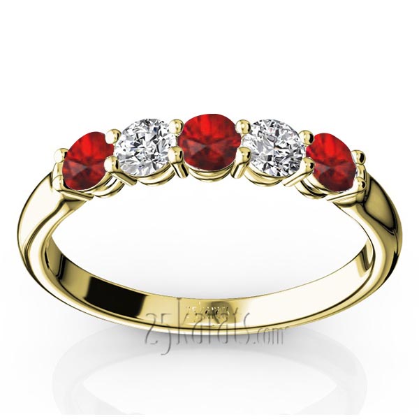 Ladies' Ruby & Diamond Alternating Anniversary Band - view 2