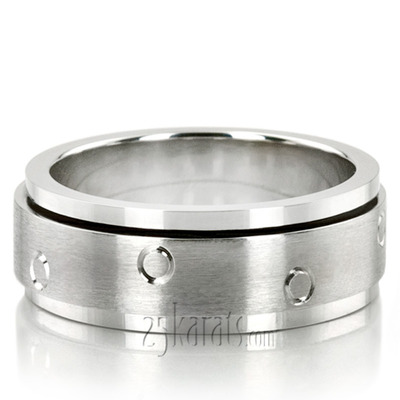 Spinning Center Diamond Cut Wedding Band 