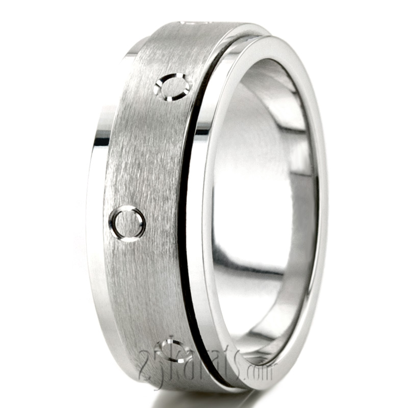 Spinning Center Diamond Cut Wedding Band  - view 5