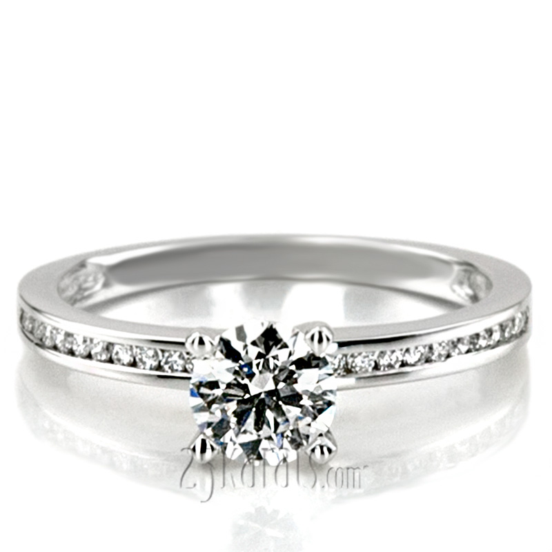 Classic Channel Set Petite Diamond Engagement Ring (0.15 t.c.w.) - view 3