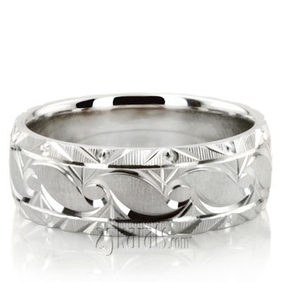 Bestseller Fine Grooved Fancy Designer Wedding Ring  - view 3 of 4