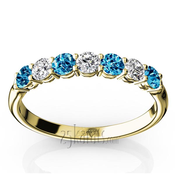 7-Stone Topaz & Diamond Alternating Anniversary Band - view 2