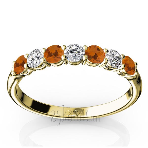 7-Stone Citrine & Diamond Alternating Anniversary Band - view 2